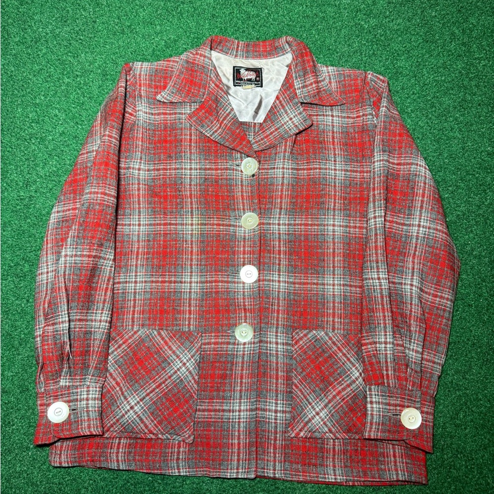 Woolrich Red Plaid Button-Up Blazer Jacket